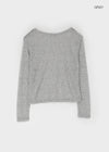 Limisin Hole Shoulder Knit Linen Long Sleeve Tee