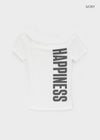 Dicomon Lettering Off Shoulder Short Sleeve Tee
