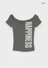 Dicomon Lettering Off Shoulder Short Sleeve Tee