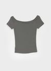 Dicomon Lettering Off Shoulder Short Sleeve Tee