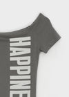 Dicomon Lettering Off Shoulder Short Sleeve Tee