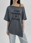 Olluon Loose Fit One Shoulder Short Sleeve Tee