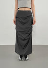 Lasuring Shirred Slit Long Skirt