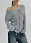 Dalki Off-Shoulder Loose Summer Knit (Belt Set)