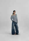 Dalki Off-Shoulder Loose Summer Knit (Belt Set)