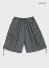 (UNISEX) Chatonner Banding Washed Cargo Bermuda Pants