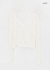 Ssohkeng Sheer Frill Crop Cardigan