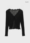 Ssohkeng Sheer Frill Crop Cardigan