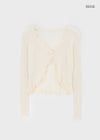 Ssohkeng Sheer Frill Crop Cardigan