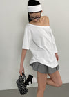 Tureming Loose Fit Asymmetrical Shoulder T-Shirt