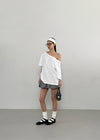Tureming Loose Fit Asymmetrical Shoulder T-Shirt