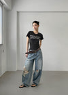 Chemnock Washed Distressed Wide Denim Pants