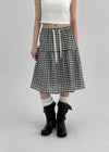 Tupel Check Tiered Midi Skirt