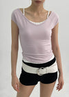 [MADE] Lensha V-Neck Cap Short Sleeve T-shirt