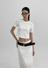 Kongking Dot Crop Short Sleeve Tee