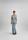 Lukua Lettering One-Shoulder Short Sleeve Tee