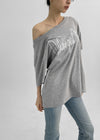 Lukua Lettering One-Shoulder Short Sleeve Tee