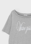 Lukua Lettering One-Shoulder Short Sleeve Tee