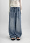 Cochon Stripe Wide Summer Denim Pants