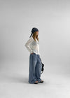 Cochon Stripe Wide Summer Denim Pants
