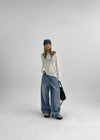 Cochon Stripe Wide Summer Denim Pants