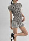 Iltense Puff Check Seersucker Short Sleeve Shirt