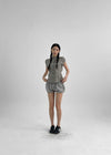 Iltense Puff Check Seersucker Short Sleeve Shirt