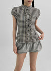 Iltense Puff Check Seersucker Short Sleeve Shirt