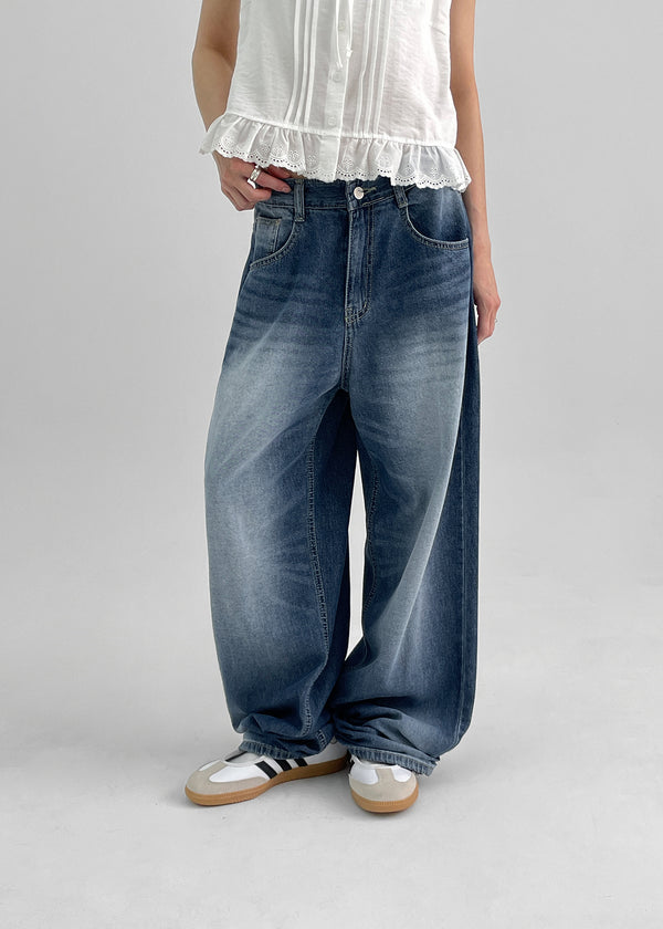 【BAON】Lesse Summer Washing Wide Denim Pants Blung Summer Washing Wide Denim Pants – BLACKUP