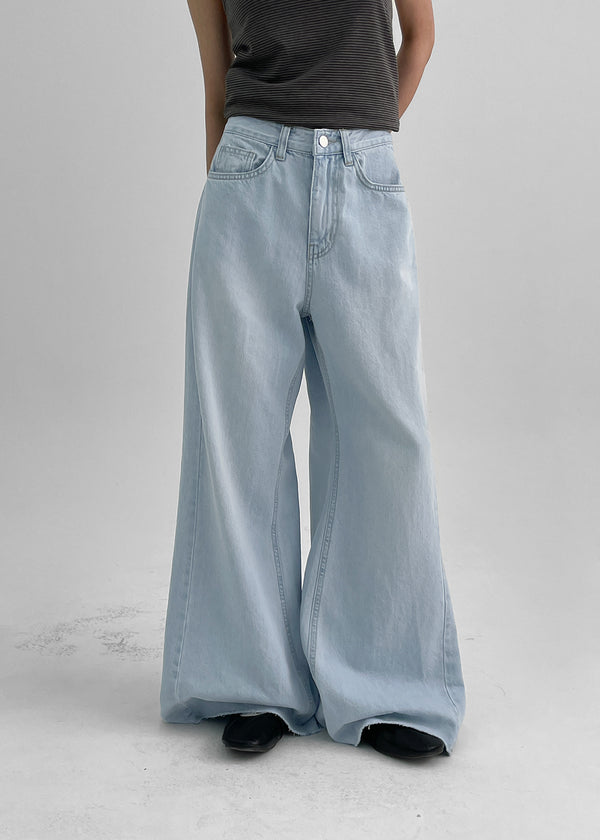 Sleng Summer Seam Washed Wide Bootcut Denim Pants – BLACKUP