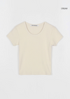 [B-BASIC] U Neck Ribbed Short Sleeve Tee 2 Size