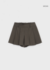 Ribbed banding pleated mini skirt pants