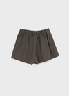 Ribbed banding pleated mini skirt pants