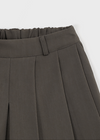 Ribbed banding pleated mini skirt pants