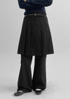 Mienon Back Banding Pleats Skirt Pants