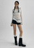 Limisin Hole Shoulder Knit Linen Long Sleeve Tee