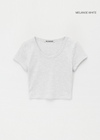 [B-BASIC] Standard U-Ausschnitt Crop Kurzarm T-Shirt (2SIZE)