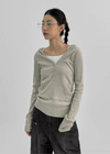 Pommis Ribbed Hood Long Sleeve T-shirt