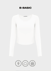 [B-BASIC] Pangunahing Cotton Modal U-Neck Long Sleeve Tee (2 SUKAT)