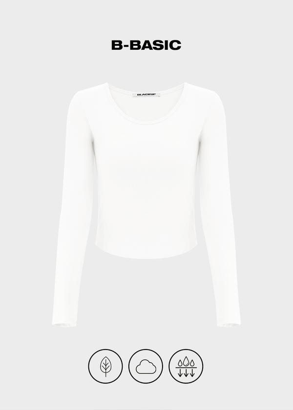 [B-BASIC] Pangunahing Cotton Modal U-Neck Long Sleeve Tee (2 SUKAT)
