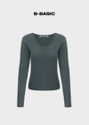 [B-BASIC] Standard U-neck long-sleeved shirt (2 SIZE)