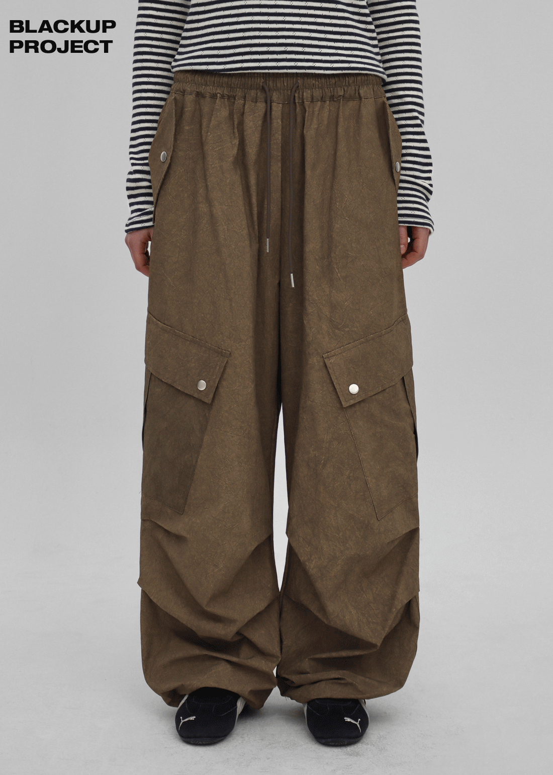 【BLACKUP】BERMUDA STRING CARGO PANTS Cargo - BLACKUP