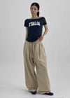 (UNISEX) Pearl Hall Wide Banding Pants (Linen 100%)