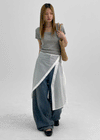 Remma Sheer Button Layered Wrap Skirt