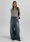 Tels Stud Summer Wide Denim Pants