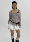 Micho Stripe Off-Shoulder Long Sleeve Tee