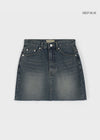 Obet Washed Denim Mini Skirt