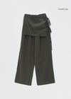 DALLAS SET - WRAP SKIRT WIDE BANDING PANTS