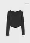 Pewing Semi-Crop Rounding Unek Long Sleeve T-Shirt