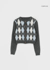 Huk Round Argyle Knit Cardigan